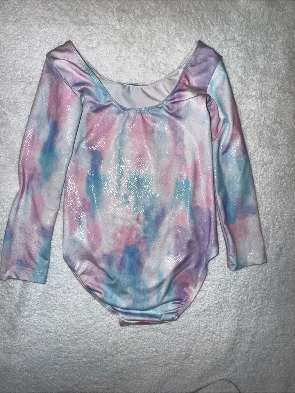 Girls Pink Blue Tie-Dye Long Sleeve One-Piece Leotard Size 7/8